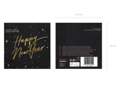 Happy New Year Servetten Zwart 33cm 20st