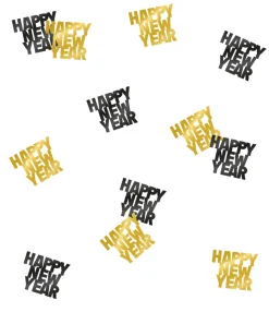 Happy New Year Tafelconfetti Zwart Goud 14gr