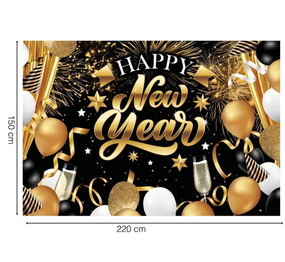 Happy New Year Wanddecoratie 2,2m