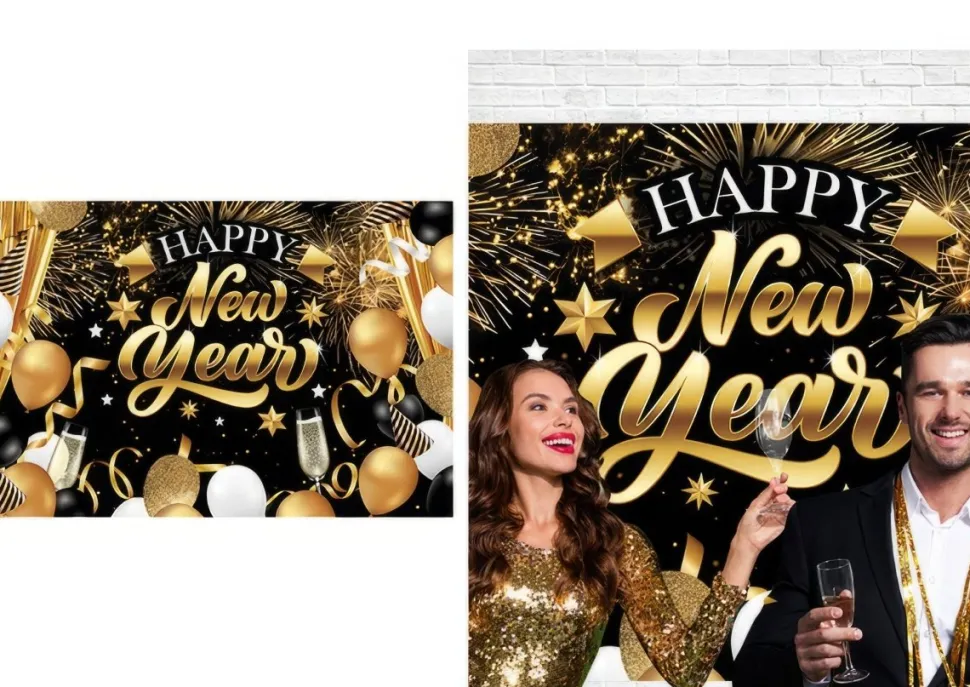 Happy New Year Wanddecoratie 2,2m