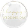 Happy Wedding Day Helium Ballon Wit Goud 45cm