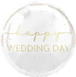 Happy Wedding Day Helium Ballon Wit Goud 45cm