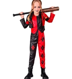 Harlekijn Kostuum Rood Zwart Meisje