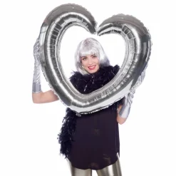 Hart Ballon Zilver Folie 80cm