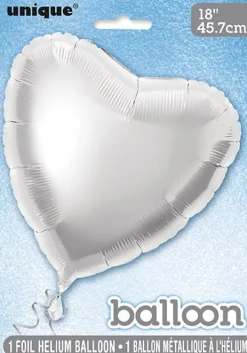 Hart Helium Ballon Zilver Leeg 45cm