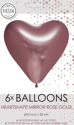 Hartjes Ballonnen Rose Goud 30cm 6st