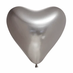 Hartjes Ballonnen Zilver 30cm 6st