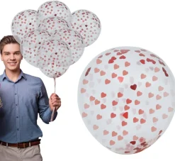 Hartjes Confetti Ballonnen Rood Roze 15cm