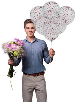 Hartjes Confetti Ballonnen Rood Roze 15cm