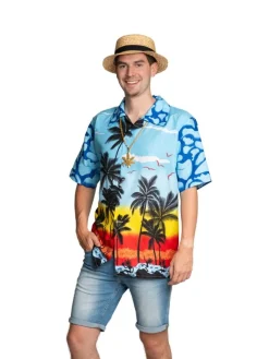 Hawaii Blouse Blauw Heren Paradise