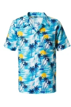 Hawaii Blouse Blauw Palmboom