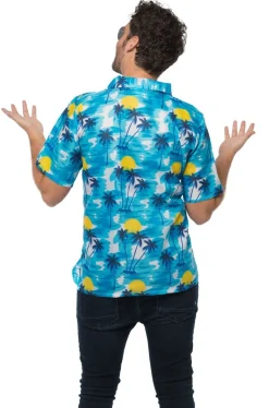 Hawaii Blouse Blauw Palmboom