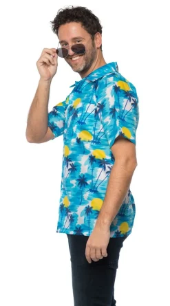 Hawaii Blouse Blauw Palmboom