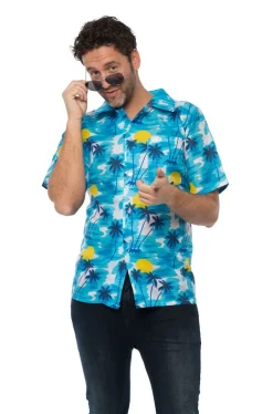 Hawaii Blouse Blauw Palmboom