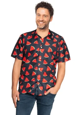 Hawaii Blouse Zwart Rood Meloen