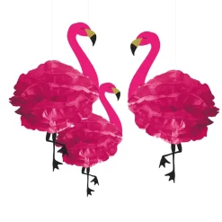 Hawaii Hangdecoratie Flamingo 49cm 3st