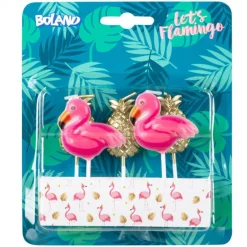 Hawaii Kaarsenset Flamingo 7cm 5 delig