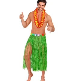 Hawaii Rok Groen Met Bloemenriem 80cm