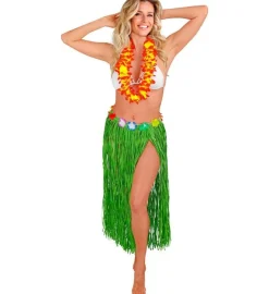 Hawaii Rok Groen Met Bloemenriem 80cm