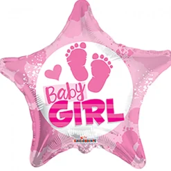 Helium Ballon Geboorte Baby Girl Ster 45cm leeg