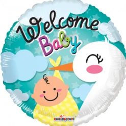Helium Ballon Geboorte Welcome Baby Ooievaar 45cm leeg