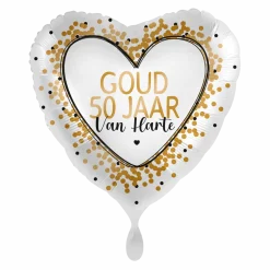 Helium Ballon Goud - 50 jaar - Van Harte!