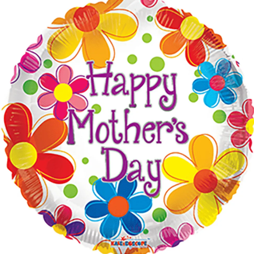 Helium Ballon Happy Mother's Day Bloemen 45cm leeg
