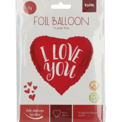 Helium Ballon Hart I Love You Rood Leeg 45cm