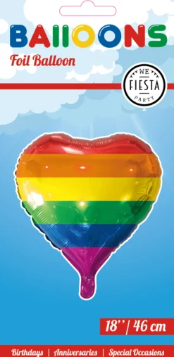 Helium Ballon Hart Regenboog 45cm leeg