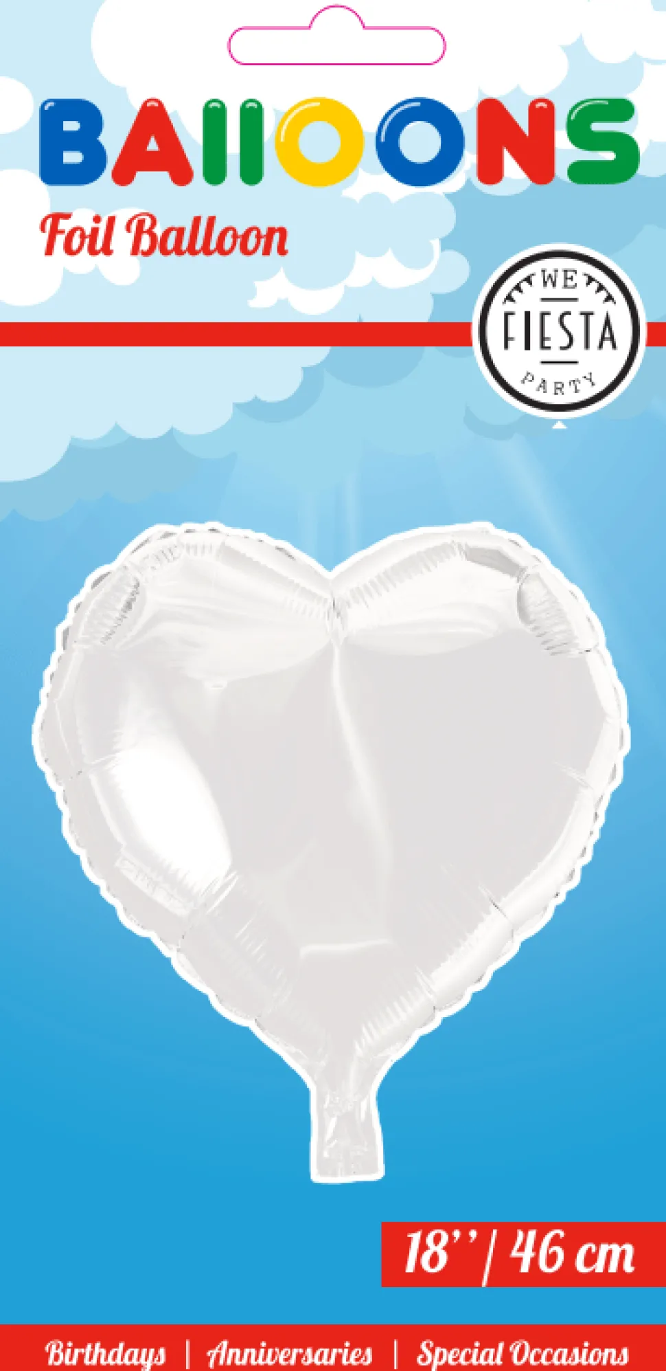 Helium Ballon Hart Wit 45cm leeg