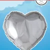 Helium Ballon Hart Zilver 45cm leeg
