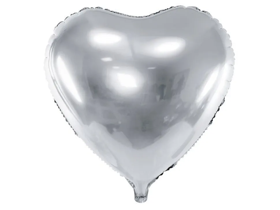 Helium Ballon Hart Zilver Leeg 45cm