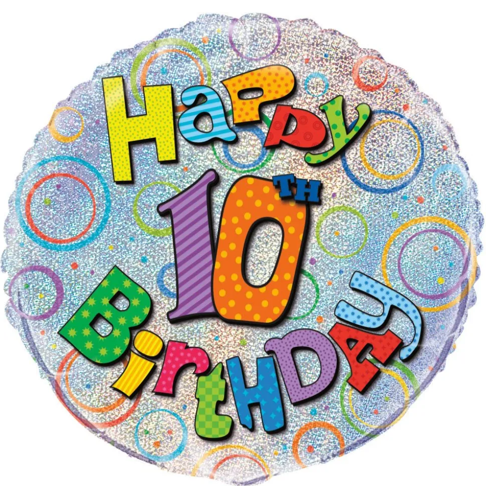 Helium Ballon 10 Jaar Glitters 45cm leeg