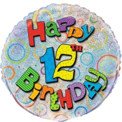 Helium Ballon 12 Jaar Glitters 45cm leeg