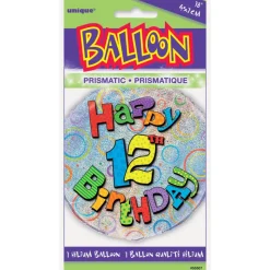 Helium Ballon 12 Jaar Glitters 45cm leeg