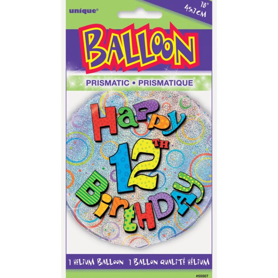 Helium Ballon 12 Jaar Glitters 45cm leeg