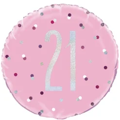 Helium Ballon 21 Jaar Roze 45cm leeg