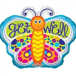 Helium Ballon Vlinder Get Well 45cm leeg