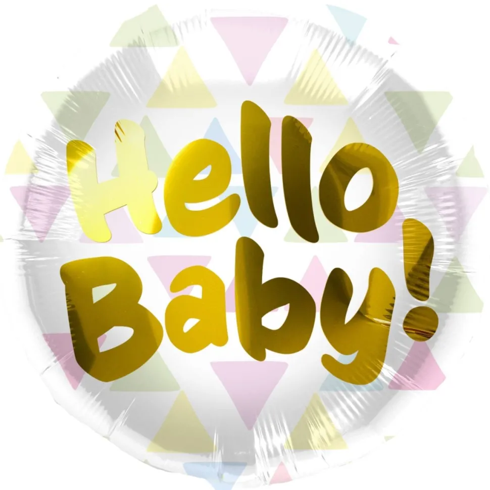 Hello Baby Helium Ballon Gekleurd Leeg 45cm
