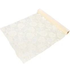 Ivoorkleurige Tafelloper Roses 5m