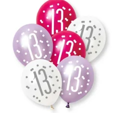 13 Jaar Ballonnen Set Paars Roze 30cm 6st