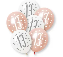 13 Jaar Ballonnen Set Wit Roze 30cm 6st