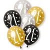 21 Jaar Ballonnen Set Zwart Goud 30cm 6st