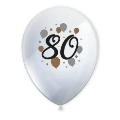 80 Jaar Ballonnen Wit Goud Leeg 27,5cm 6st