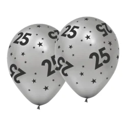 25 Jaar Ballonnen Zilver 31cm 6st