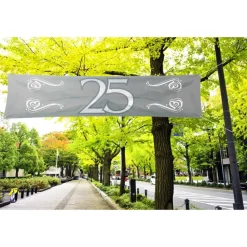 25 Jaar Banner Zilver 1,8m