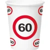 60 Jaar Bekers Wit Rood Verkeersbord 250ml 8st