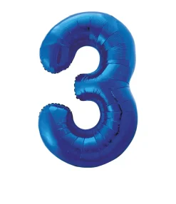 3 Jaar Cijfer Ballon Blauw Leeg 86cm
