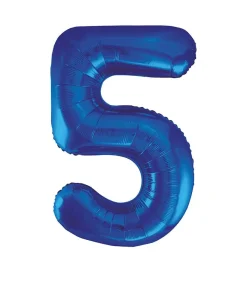 5 Jaar Cijfer Ballon Blauw Leeg 86cm