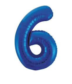 6 Jaar Cijfer Ballon Blauw Leeg 86cm